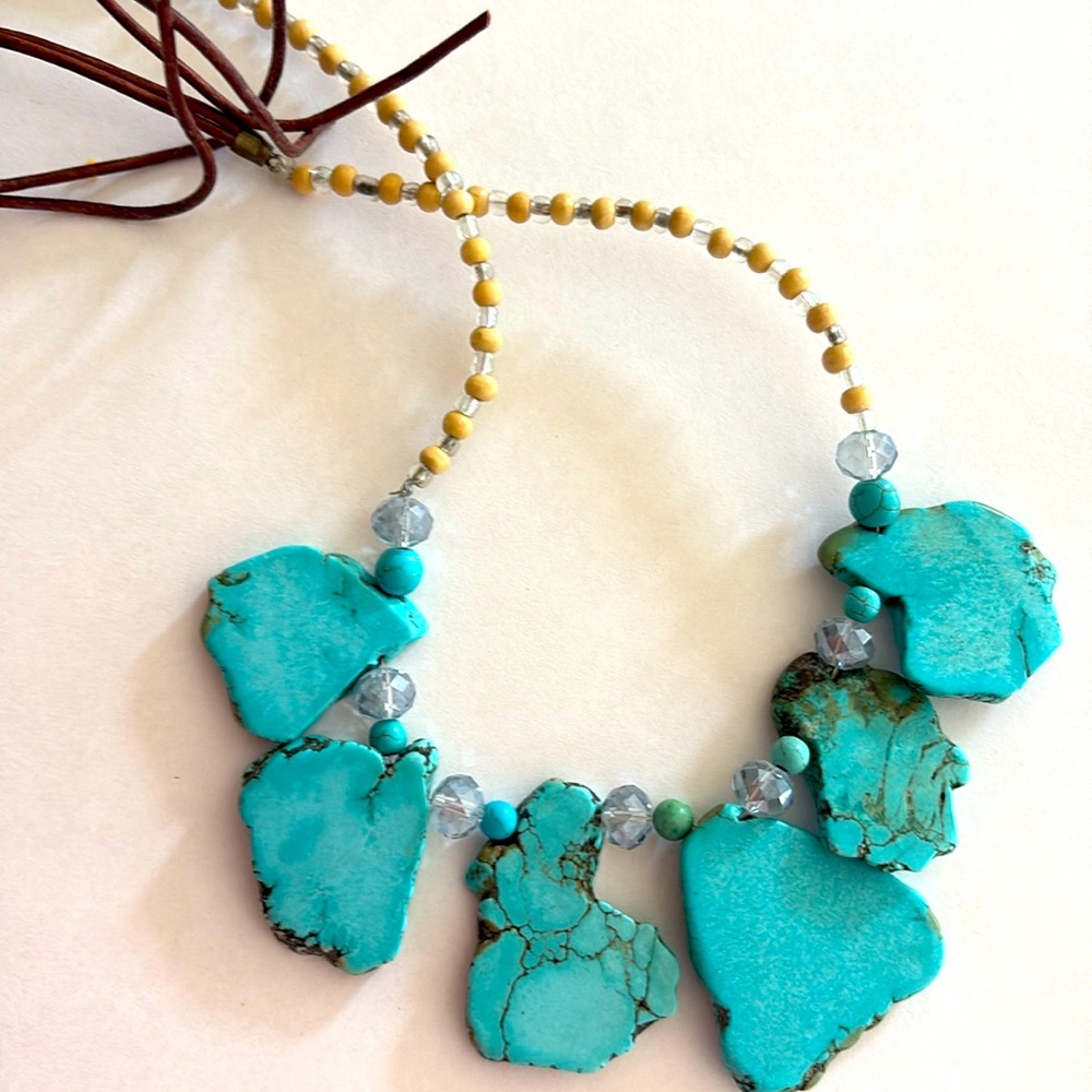 Faux turquoise stone necklace